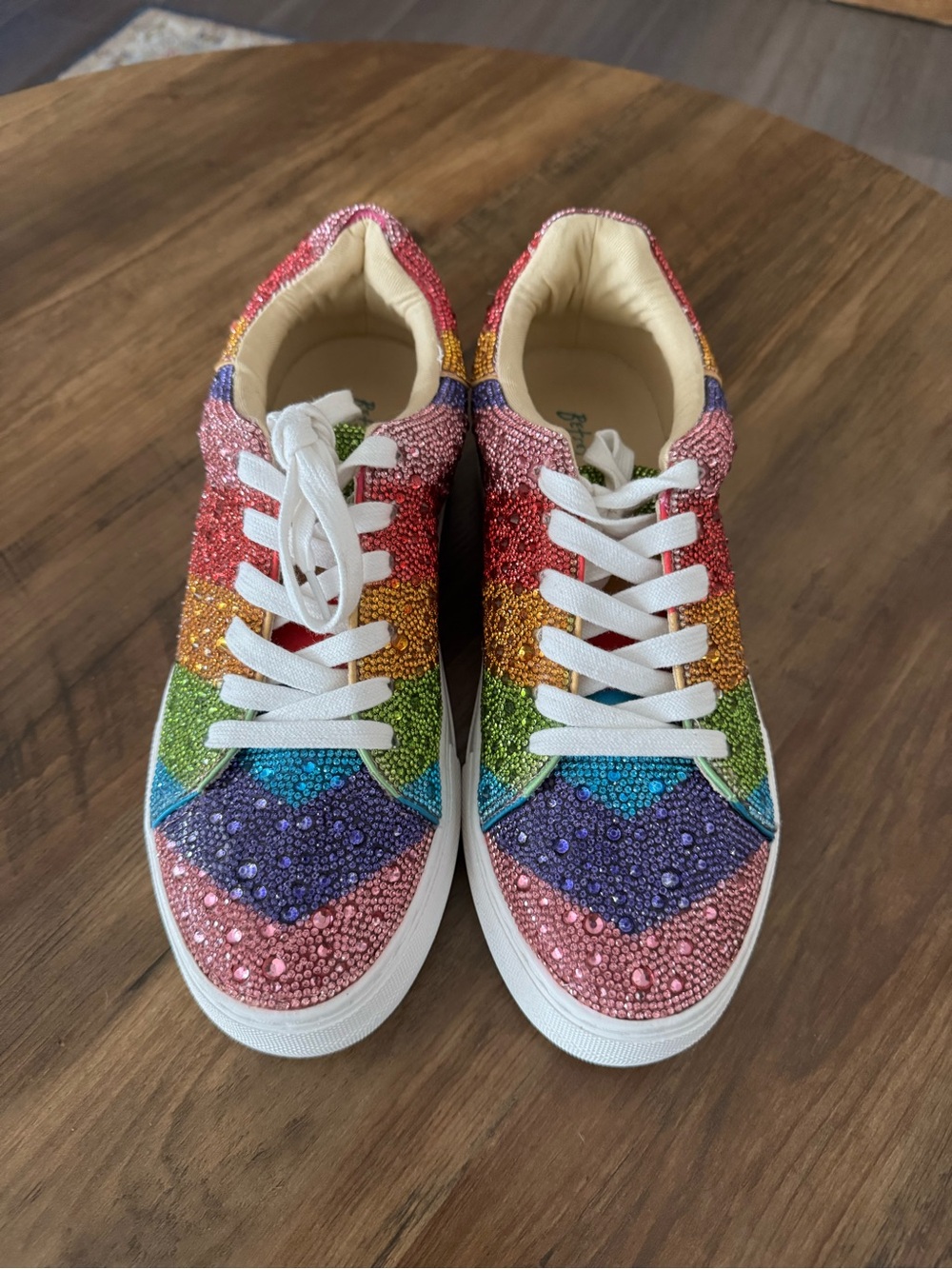 🌈Women's NWOT Rainbow Crystal Sequin Sneakers size 8.5 - PRIDE